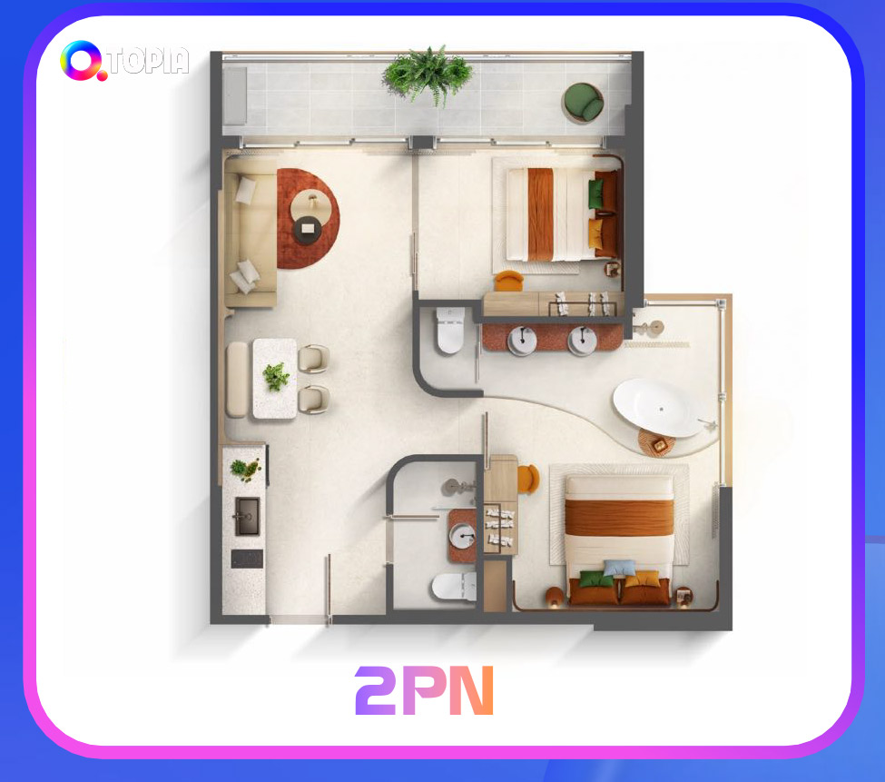 Căn 2 phòng ngủ dự án Q-Topia
